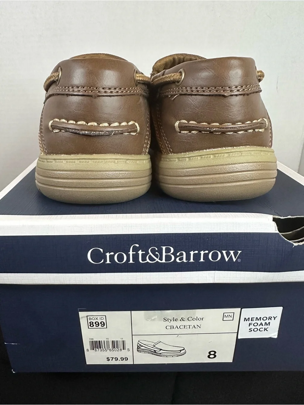 croft & barrow Tan Leather Slip-On Men's Loafers, memory foam, size 8